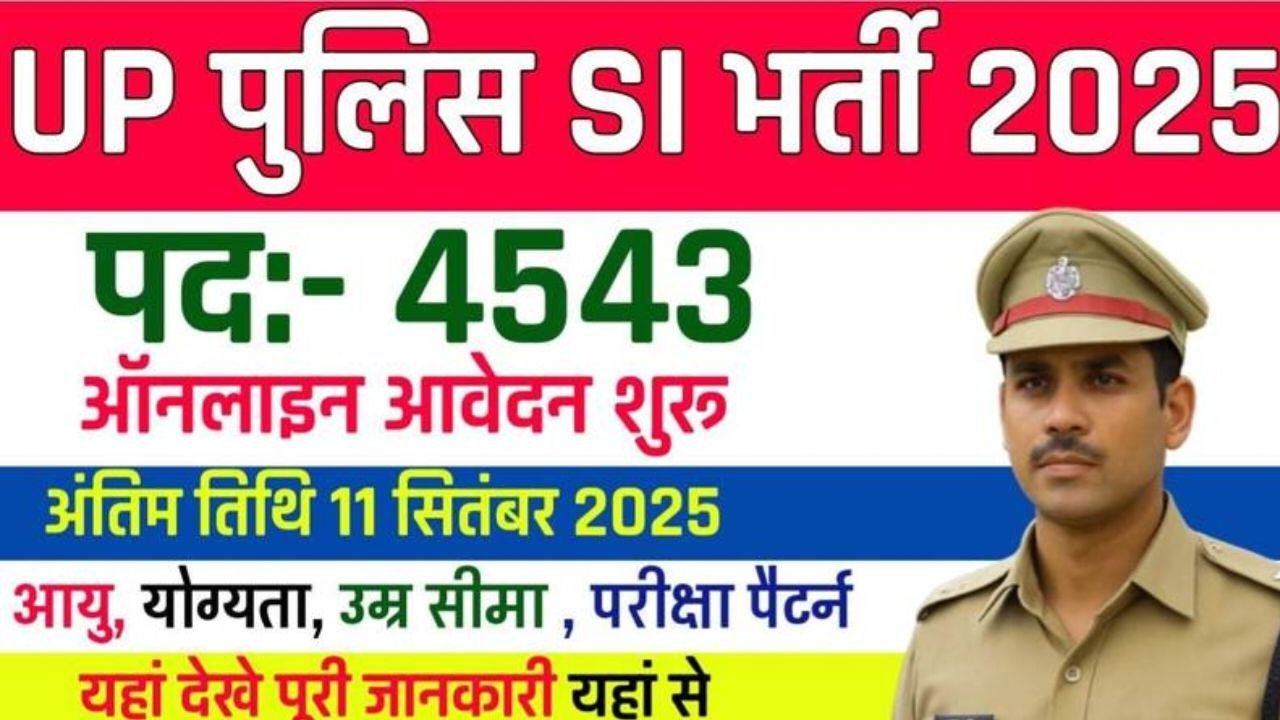 Sub Inspector Recruitment in UP Police 4543 पदों पर निकली है भर्ती जाने आवेदन की तारीख